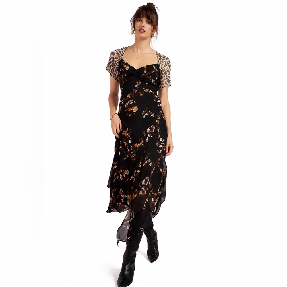 NWT AllSaints Leah Print leopard floral Maxi Dress size 2